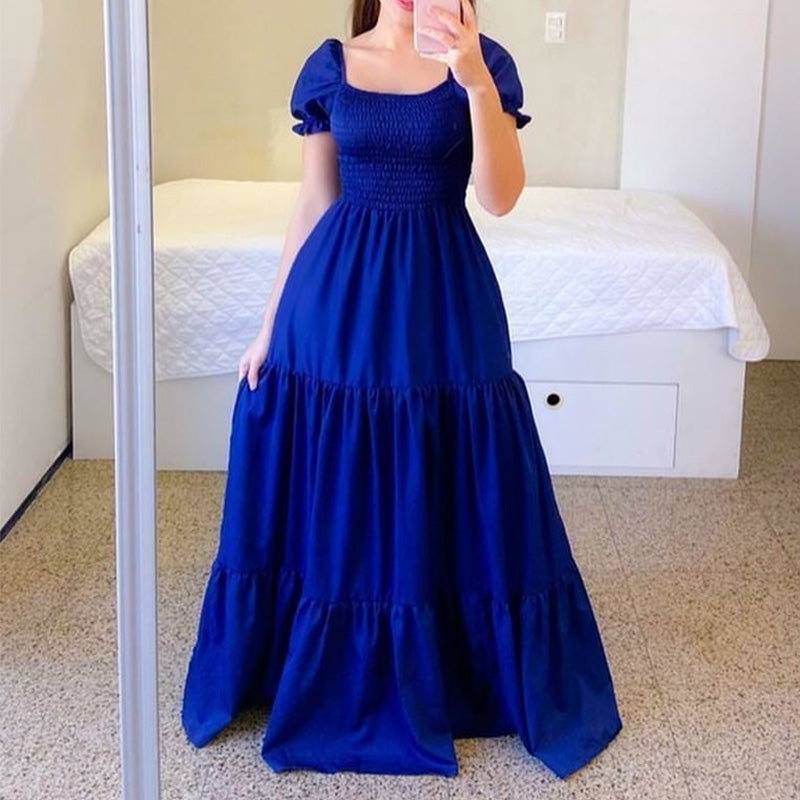 ✨Women's Elegant Smocked Maxi Dress – figurschmeichelnd, luftig & vielseitig – perfekt für Alltag, Strand & besondere Anlässe