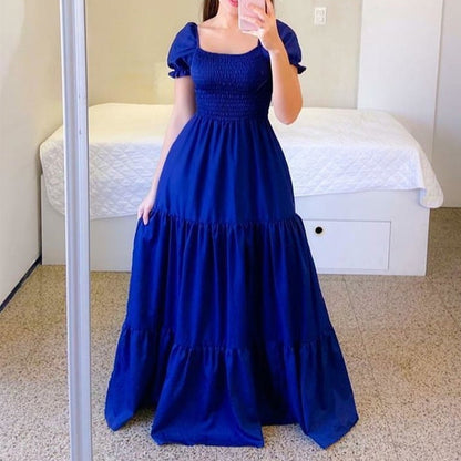 ✨Women's Elegant Smocked Maxi Dress – figurschmeichelnd, luftig & vielseitig – perfekt für Alltag, Strand & besondere Anlässe