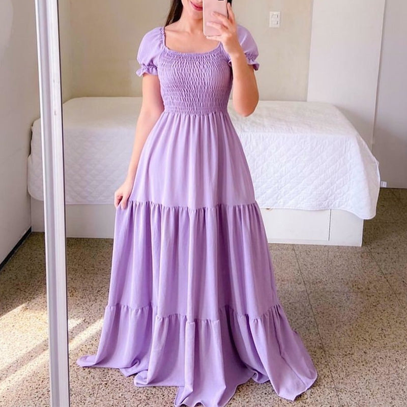 ✨Women's Elegant Smocked Maxi Dress – figurschmeichelnd, luftig & vielseitig – perfekt für Alltag, Strand & besondere Anlässe