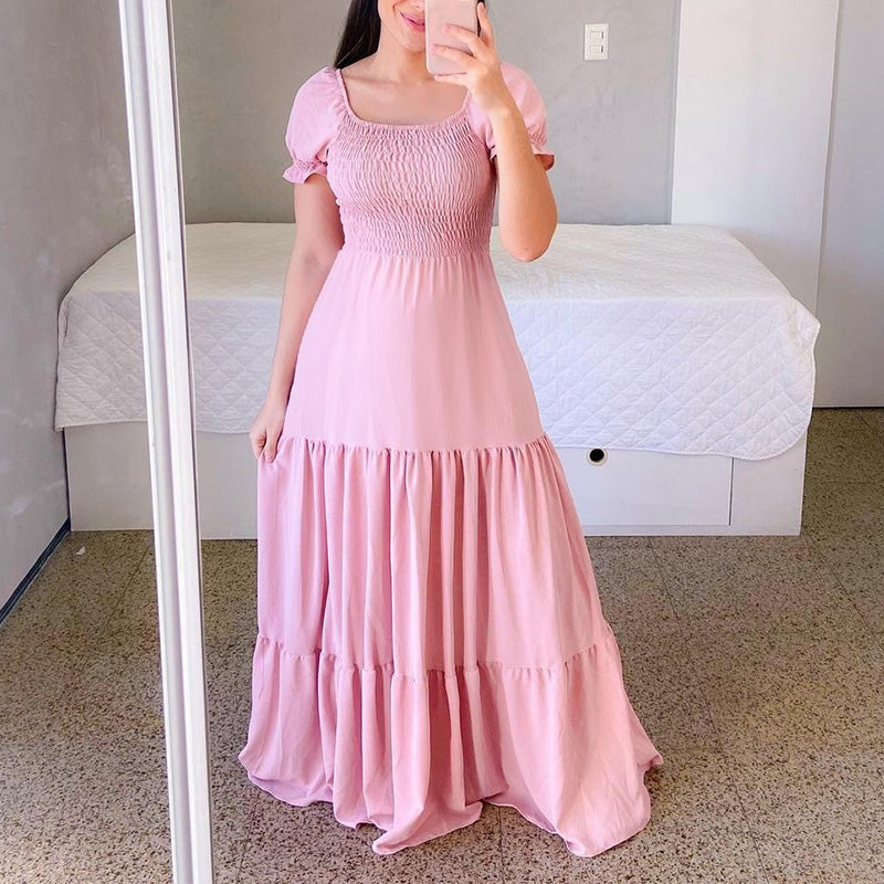 ✨Women's Elegant Smocked Maxi Dress – figurschmeichelnd, luftig & vielseitig – perfekt für Alltag, Strand & besondere Anlässe
