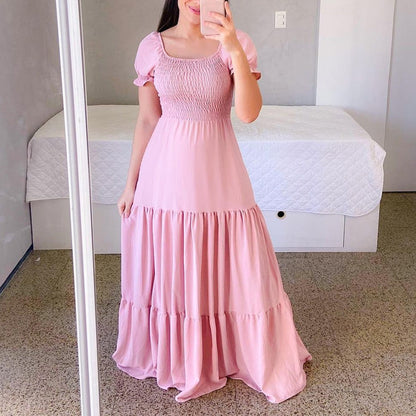 ✨Women's Elegant Smocked Maxi Dress – figurschmeichelnd, luftig & vielseitig – perfekt für Alltag, Strand & besondere Anlässe