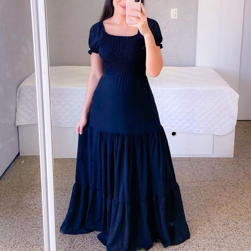 ✨Women's Elegant Smocked Maxi Dress – figurschmeichelnd, luftig & vielseitig – perfekt für Alltag, Strand & besondere Anlässe