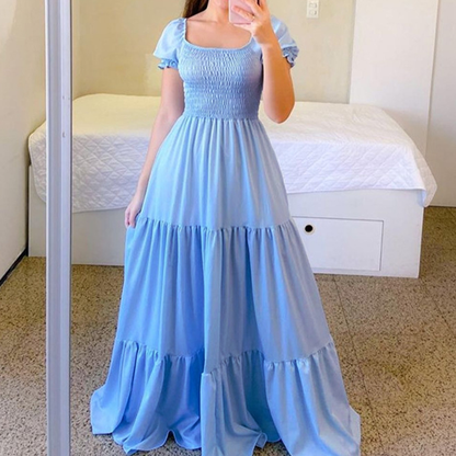 ✨Women's Elegant Smocked Maxi Dress – figurschmeichelnd, luftig & vielseitig – perfekt für Alltag, Strand & besondere Anlässe