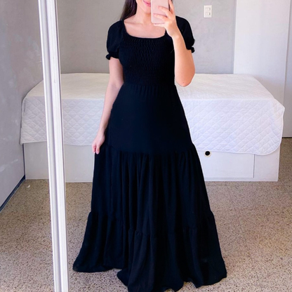✨Women's Elegant Smocked Maxi Dress – figurschmeichelnd, luftig & vielseitig – perfekt für Alltag, Strand & besondere Anlässe