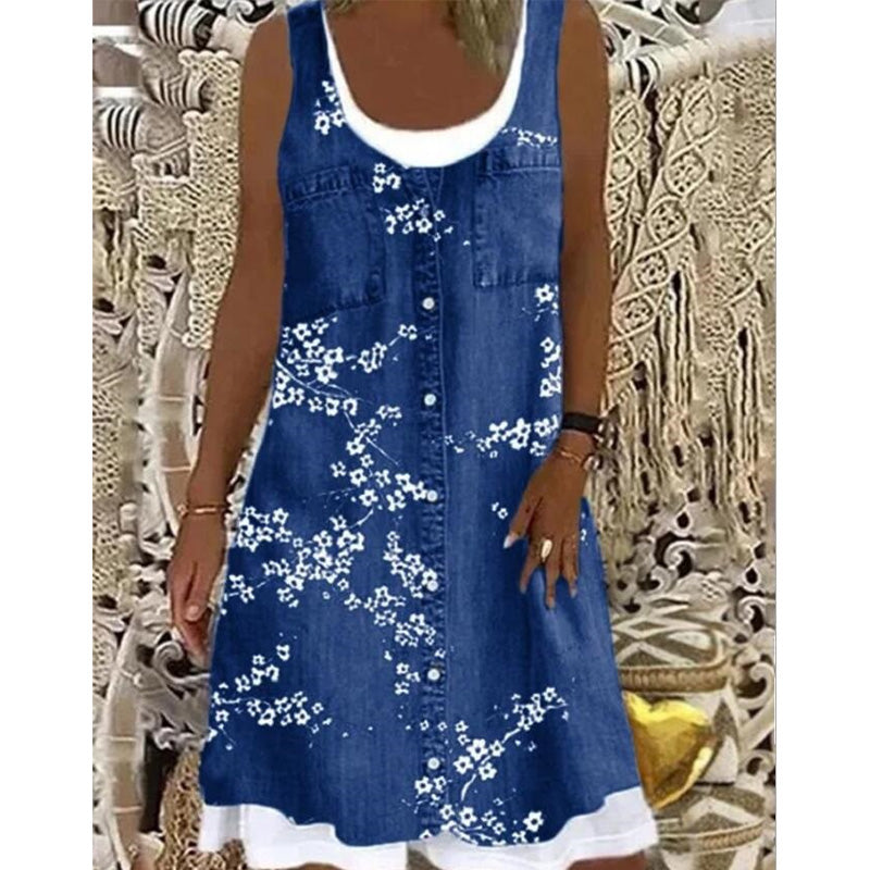 💙Zweiteiliges Damenkleid aus Kunstleder mit Jeansprint – stylischer 2-in-1-Look, bequem & vielseitig – perfekt für Partys, Ausflüge & besondere Anlässe
