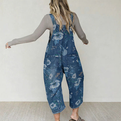🌺Vintage-Jeans-Latzhose für Damen mit Blumenmuster