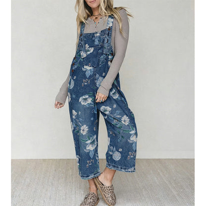 🌺Vintage-Jeans-Latzhose für Damen mit Blumenmuster