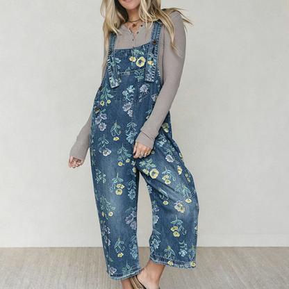 🌺Vintage-Jeans-Latzhose für Damen mit Blumenmuster