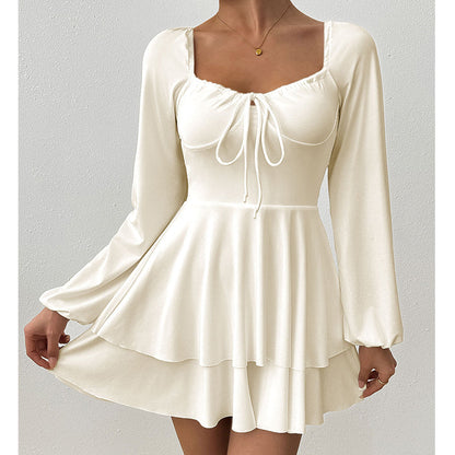 👗 50% OFF NOW! 🎀 Women's Sweetheart Neckline Skort Dress – Tiered Ruffles & Open Back – Playful & Elegant 🥂