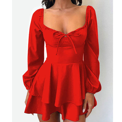 👗 50% OFF NOW! 🎀 Women's Sweetheart Neckline Skort Dress – Tiered Ruffles & Open Back – Playful & Elegant 🥂