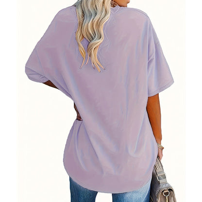 🌹 Damen-T-Shirt in Übergröße mit Rosenmuster und V-Ausschnitt – bequem, luftig & vielseitig – perfekt für Alltag, Strand & Freizeit