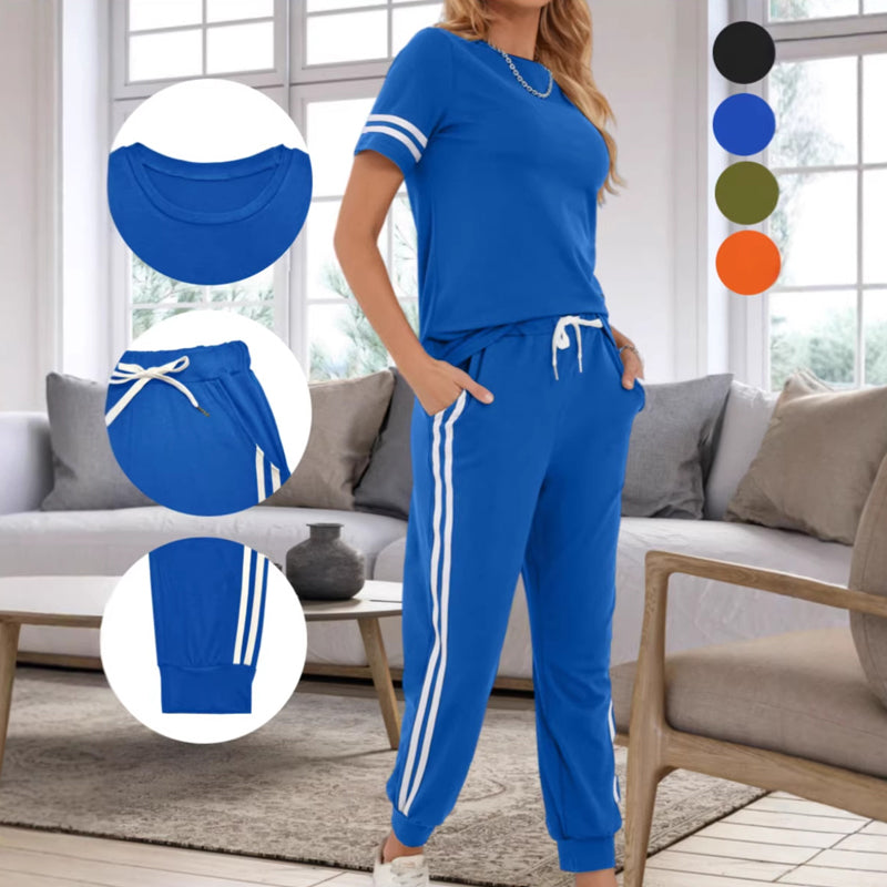 🔥Neuheiten & Bestseller-Damen lässiges zweiteiliges Set mit Seitenstreifen