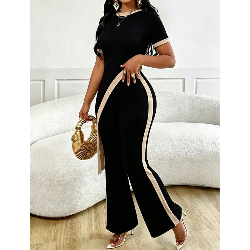🌺 Damen Set aus Kurzarm-Oberteil & ausgestellter Hose – bequem, luftig & perfekt aufeinander abgestimmt – ideal für Alltag, Strand & Freizeit