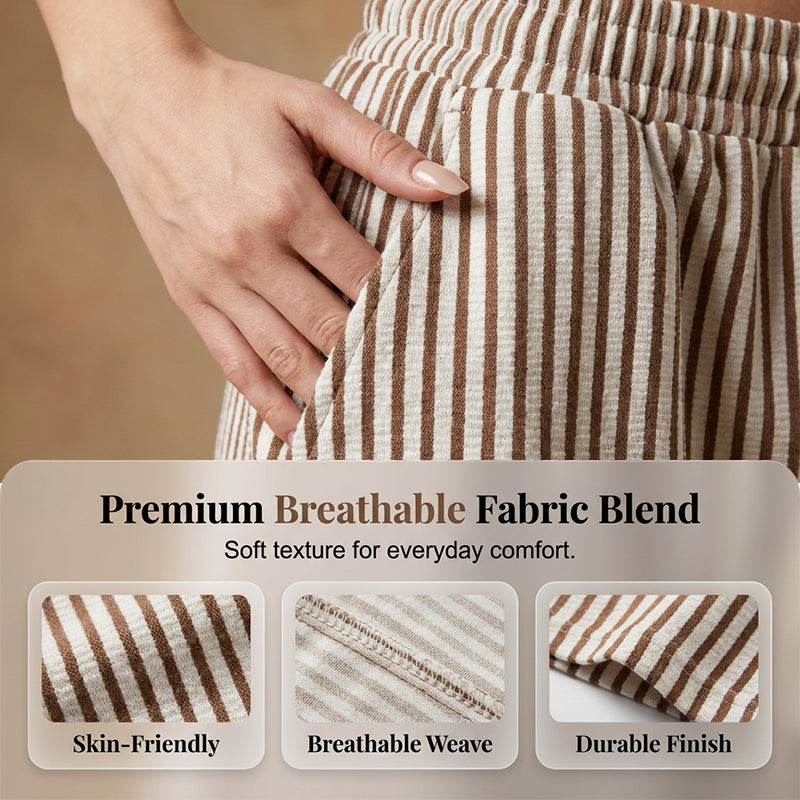 ✨ Weite Striped-Hose mit elastischem Bund – figurschmeichelnd, knitterarm & leicht zu kombinieren – zu T-Shirts, Blusen & Crop-Tops