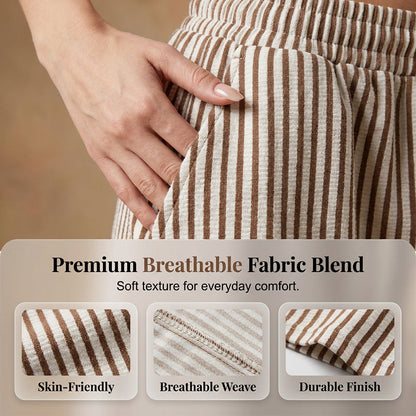 ✨ Weite Striped-Hose mit elastischem Bund – figurschmeichelnd, knitterarm & leicht zu kombinieren – zu T-Shirts, Blusen & Crop-Tops