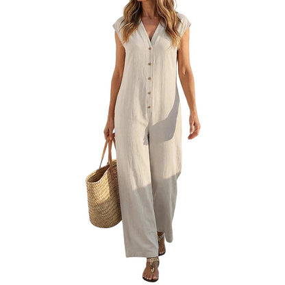 👗☀️Women's Summer Sleeveless Button-Up Jumpsuit– Effortless Summer Chic ✨