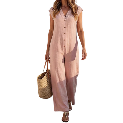 👗☀️Women's Summer Sleeveless Button-Up Jumpsuit– Effortless Summer Chic ✨