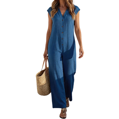 👗☀️Women's Summer Sleeveless Button-Up Jumpsuit– Effortless Summer Chic ✨