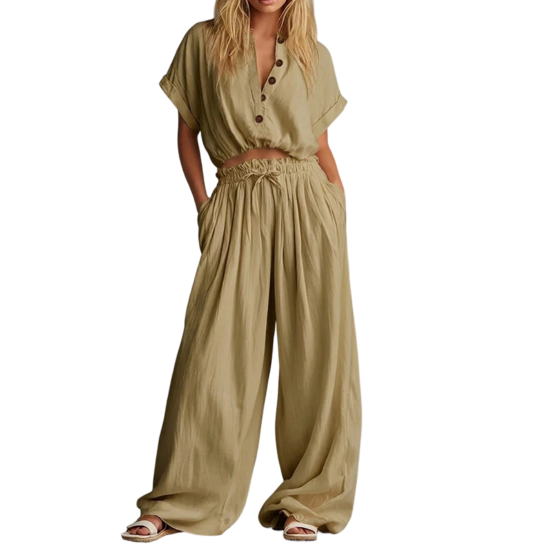 🔥 New Arrivals Now on Sale! Women's Fashion Solid Loose Button Set – bequem, vielseitig & perfekt aufeinander abgestimmt – ideal für Alltag, Büro & Freizeit