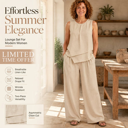 ✨Set aus asymmetrischem Oberteil und Hose mit weitem Bein für Damen – stylisch, bequem & perfekt aufeinander abgestimmt – ideal für Alltag, Strand & Freizeit
