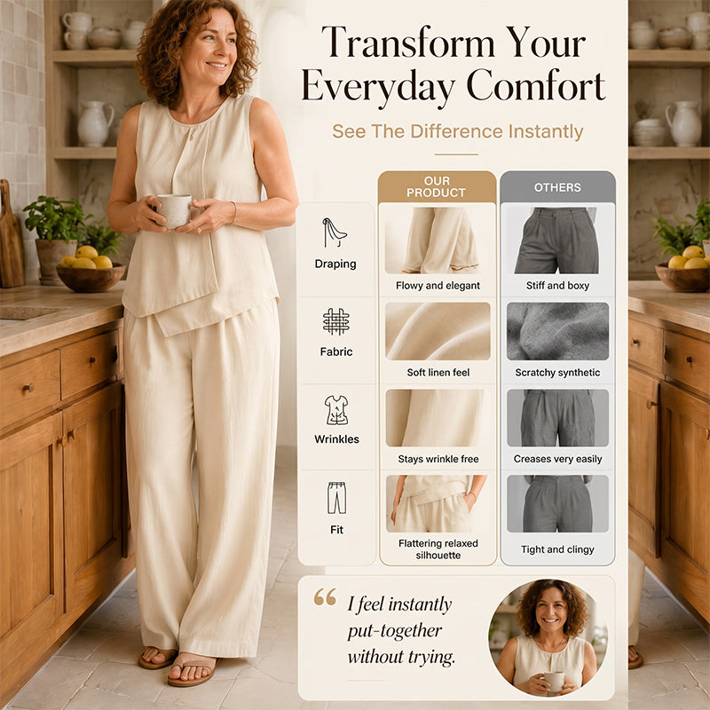 ✨Set aus asymmetrischem Oberteil und Hose mit weitem Bein für Damen – stylisch, bequem & perfekt aufeinander abgestimmt – ideal für Alltag, Strand & Freizeit