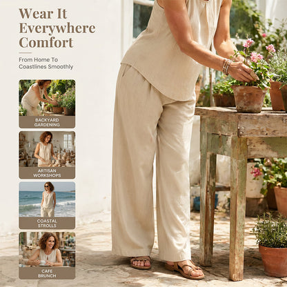 ✨Set aus asymmetrischem Oberteil und Hose mit weitem Bein für Damen – stylisch, bequem & perfekt aufeinander abgestimmt – ideal für Alltag, Strand & Freizeit