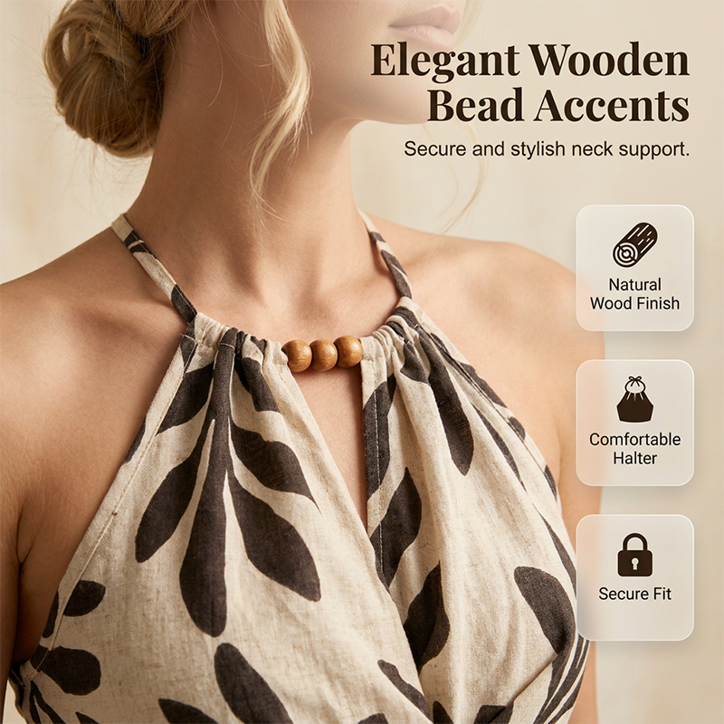 ✨ Bedrucktes Halter-Top mit Nackenband – figurschmeichelnd, knitterarm & leicht zu kombinieren – zu Shorts, Röcken & High-Waist-Hosen