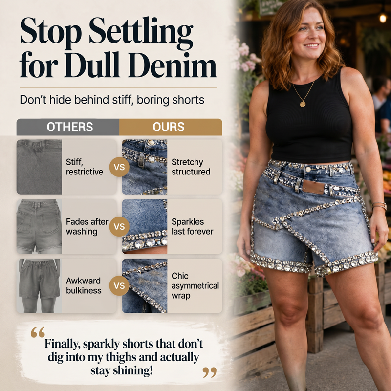 💎 Letzte Woche – Lager fast leer! 50% RABATT endet jederzeit! Damen Rhinsten-besetzter mehrlagiger Denim-Rock-Shorts – stylisch, vielseitig & ein echter Hingucker – perfekt für Alltag, Strand & Partys | Versandfrei