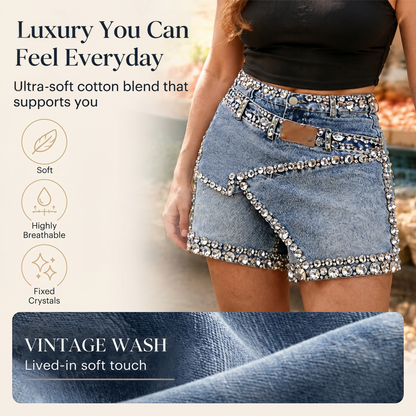 💎 Letzte Woche – Lager fast leer! 50% RABATT endet jederzeit! Damen Rhinsten-besetzter mehrlagiger Denim-Rock-Shorts – stylisch, vielseitig & ein echter Hingucker – perfekt für Alltag, Strand & Partys | Versandfrei