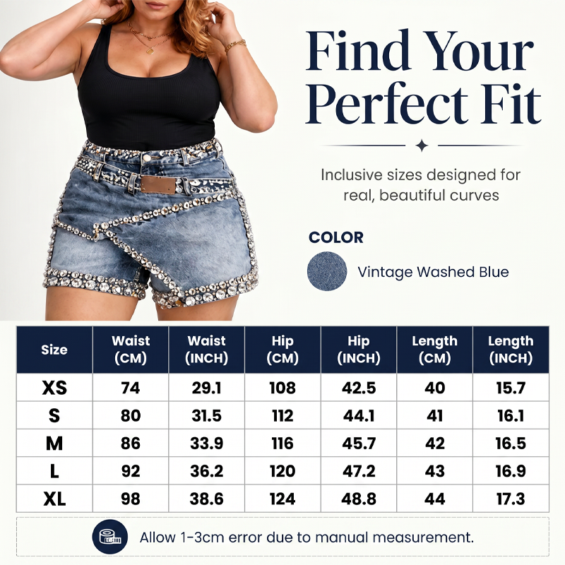 💎 Letzte Woche – Lager fast leer! 50% RABATT endet jederzeit! Damen Rhinsten-besetzter mehrlagiger Denim-Rock-Shorts – stylisch, vielseitig & ein echter Hingucker – perfekt für Alltag, Strand & Partys | Versandfrei
