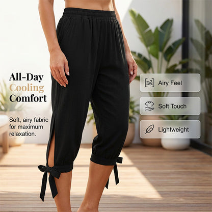 ✨ Caprihose mit elastischem Bund & lockerer Passform – figurschmeichelnd, knitterarm & leicht zu kombinieren – zu T-Shirts, Blusen & Tanktops