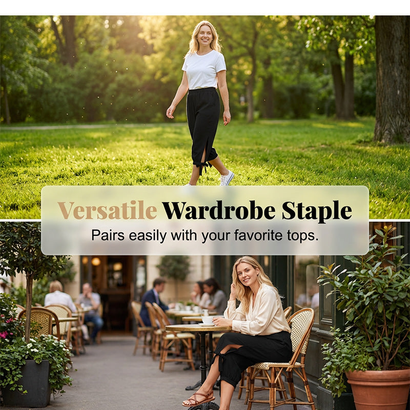 ✨ Caprihose mit elastischem Bund & lockerer Passform – figurschmeichelnd, knitterarm & leicht zu kombinieren – zu T-Shirts, Blusen & Tanktops