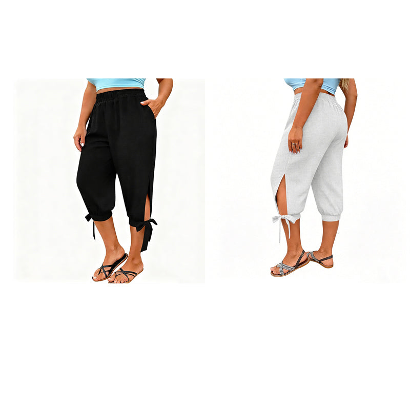 ✨ Caprihose mit elastischem Bund & lockerer Passform – figurschmeichelnd, knitterarm & leicht zu kombinieren – zu T-Shirts, Blusen & Tanktops