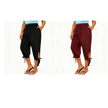 ✨ Caprihose mit elastischem Bund & lockerer Passform – figurschmeichelnd, knitterarm & leicht zu kombinieren – zu T-Shirts, Blusen & Tanktops