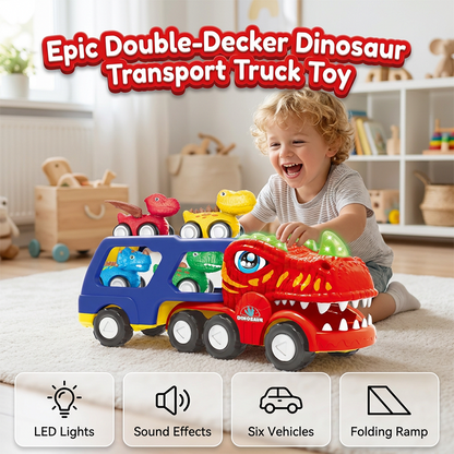 🚛 Spielzeug-Doppeldecker-Dinosaurier-Transport-Lkw – großes Fassungsvermögen, robust & vielseitig – perfekt für kleine Entdecker – fördert Kreativität & Motorik | Versandfrei
