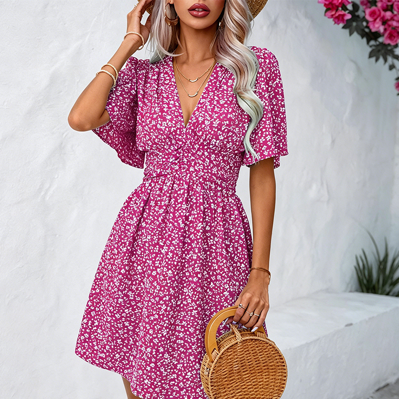 👗✨ Women's V-Neck Floral Dress – romantischer Blumenprint, luftiger Schnitt & vielseitig – perfekt für warme Tage, Strand & besondere Anlässe