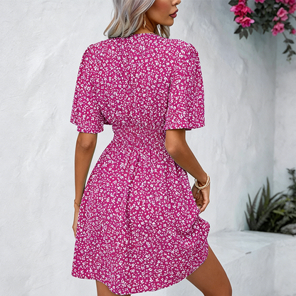 👗✨ Women's V-Neck Floral Dress – romantischer Blumenprint, luftiger Schnitt & vielseitig – perfekt für warme Tage, Strand & besondere Anlässe