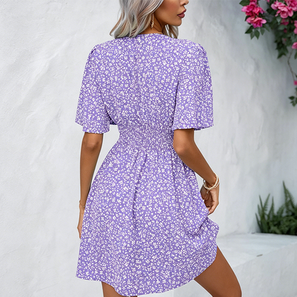 👗✨ Women's V-Neck Floral Dress – romantischer Blumenprint, luftiger Schnitt & vielseitig – perfekt für warme Tage, Strand & besondere Anlässe