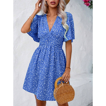 👗✨ Women's V-Neck Floral Dress – romantischer Blumenprint, luftiger Schnitt & vielseitig – perfekt für warme Tage, Strand & besondere Anlässe