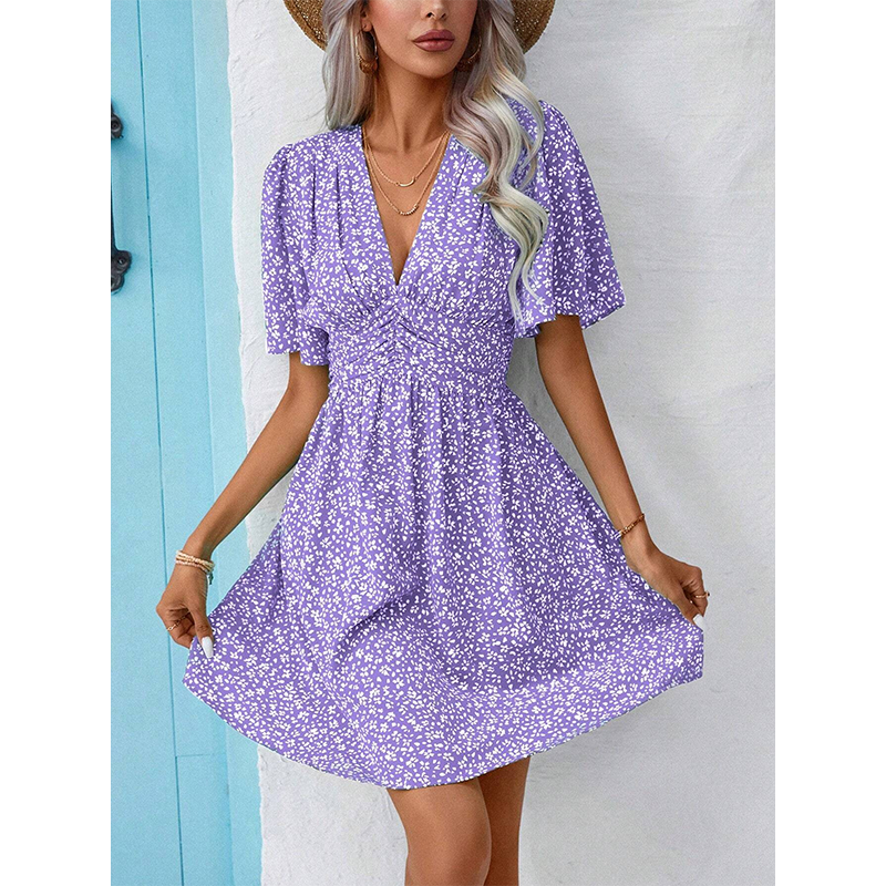 👗✨ Women's V-Neck Floral Dress – romantischer Blumenprint, luftiger Schnitt & vielseitig – perfekt für warme Tage, Strand & besondere Anlässe