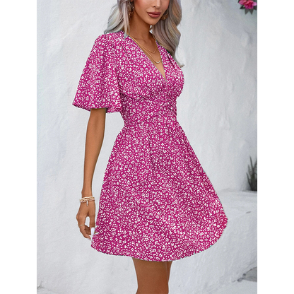 👗✨ Women's V-Neck Floral Dress – romantischer Blumenprint, luftiger Schnitt & vielseitig – perfekt für warme Tage, Strand & besondere Anlässe