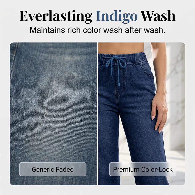 💙✨ Jeans mit elastischem Bund & Kordelzug – figurschmeichelnd, knitterarm & leicht zu kombinieren – zu T-Shirts, Blusen & Crop-Tops