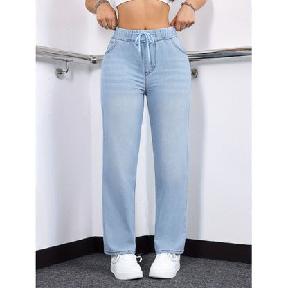💙✨ Jeans mit elastischem Bund & Kordelzug – figurschmeichelnd, knitterarm & leicht zu kombinieren – zu T-Shirts, Blusen & Crop-Tops