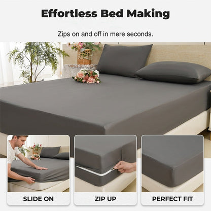🛏️✨ Matratzenschoner mit Reißverschluss & atmungsaktivem Material – schützt vor Flüssigkeiten, Milben & Allergenen – maschinenwaschbar & langlebig