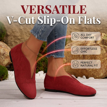 👟 Damen V-Cut flache Schuhe – bequem, leicht & vielseitig – perfekt für Alltag, Reisen & Freizeit – mit atmungsaktivem Material & rutschfester Sohle