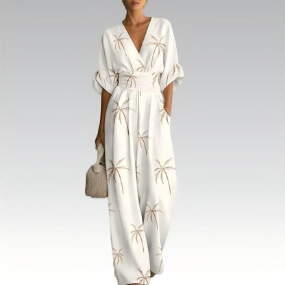 🌙 Heute um Mitternacht vorbei – verpassen Sie es nicht, sonst warten Sie ein Jahr! Damen elegantes V-Ausschnitt-Print-Jumpsuit