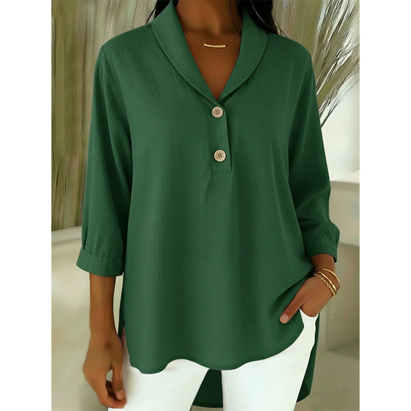Women's Shawl Collar Button Front Blouse
