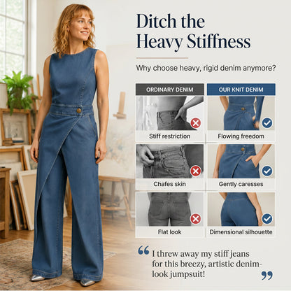 ✨ Ärmelloser asymmetrischer Denim-Wickel-Jumpsuit🔥Kostenloser Versand🔥