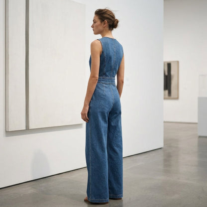 ✨ Ärmelloser asymmetrischer Denim-Wickel-Jumpsuit🔥Kostenloser Versand🔥