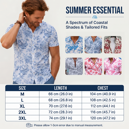 🌴☀️ Herren Tropenblumen Zweiteiler-Set – Kurzarm Hawaii-Hemd & passende Shorts, leicht & atmungsaktiv für Strand & Urlaub